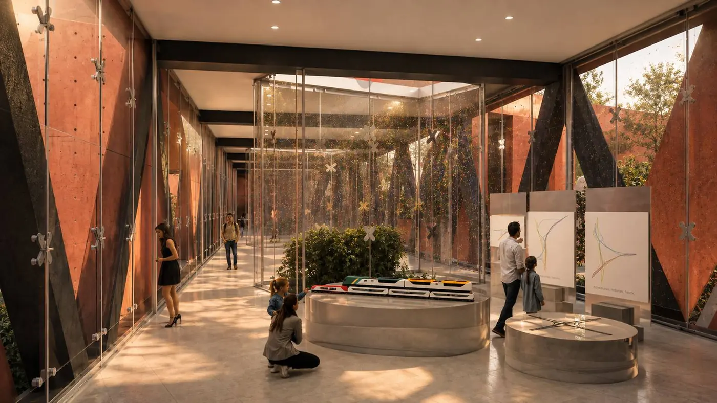 Área de exposición del CIAM con maquetas de trenes